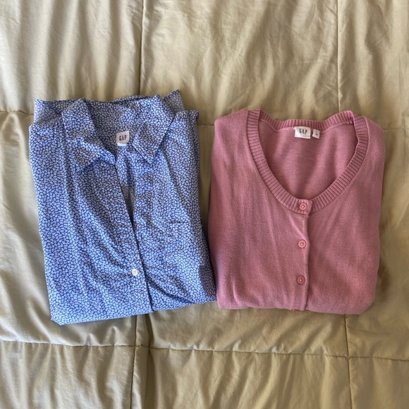 GAP Floral Blue Button Up & Pink Sweater (Bundle of 2!) - Picture 2 of 9
